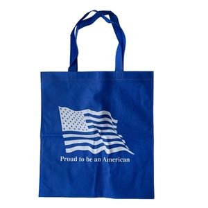 Tote Bag Decal Screen Print “Proud To Be An American” Royal Blue 13.5”x14.75”